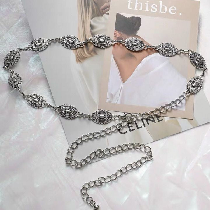 Boho Heirloom Silver Waist Chain Belt