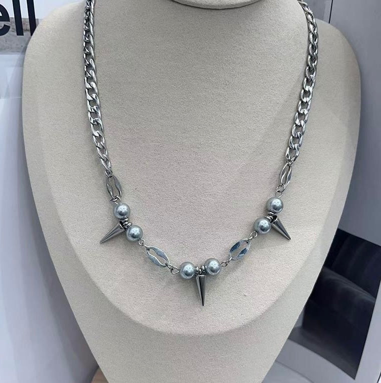 Silver Spike Baddie Necklace