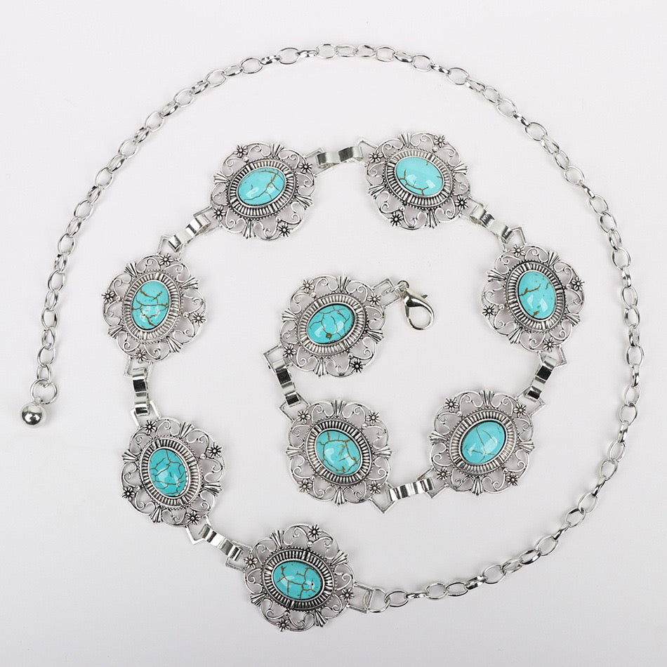 Grecian-Goddess Turquoise Waist Chain