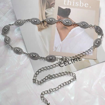 Boho Heirloom Silver Waist Chain Belt