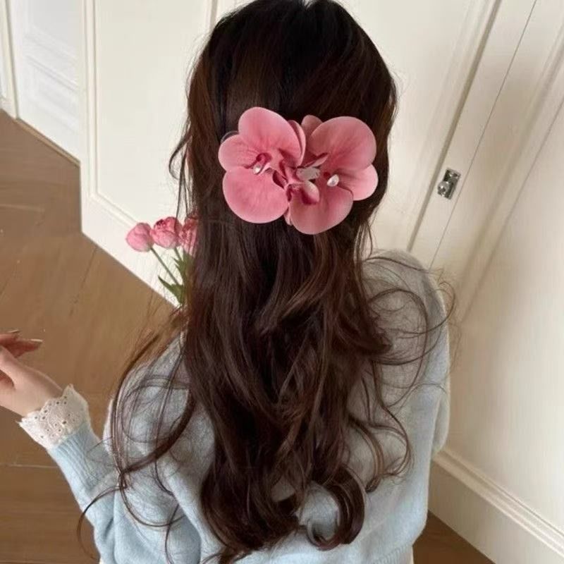 Beach essential orchid Hairclip- peachy pink